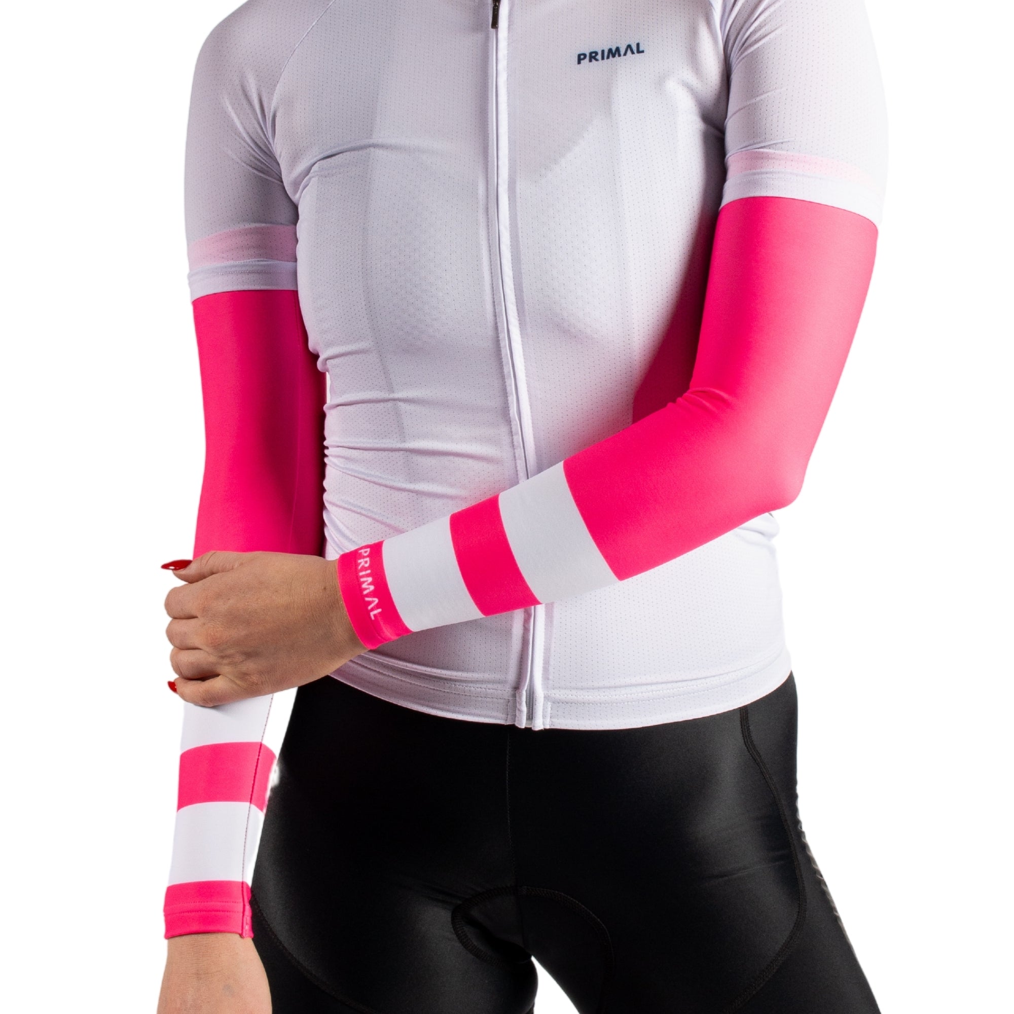 Hi-Viz Pink Stripe Women's Thermal Arm Warmers