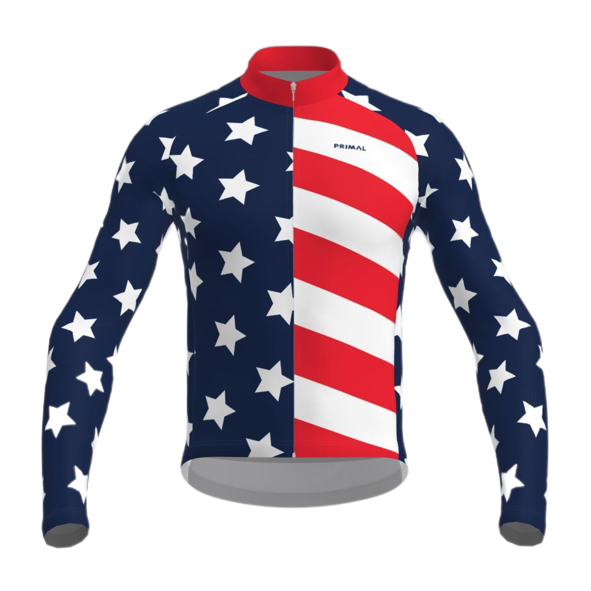 Maillot Vélo Homme Primal Wear Taille L, Manches Courtes, Fermeture éclair, Drapeau USA