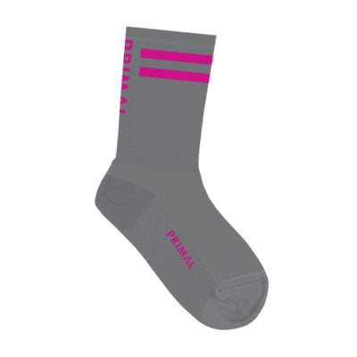 Grey + Pink Stripe Tall Socks