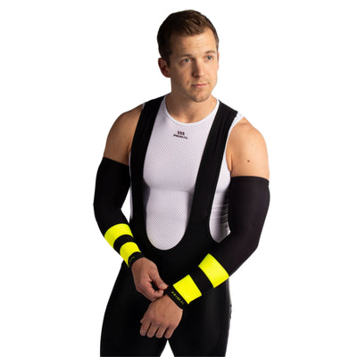 Hi-Viz Yellow Stripe Men's Thermal Arm Warmers