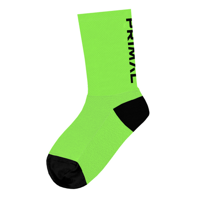 Neon Green Ribbed Logo Socks