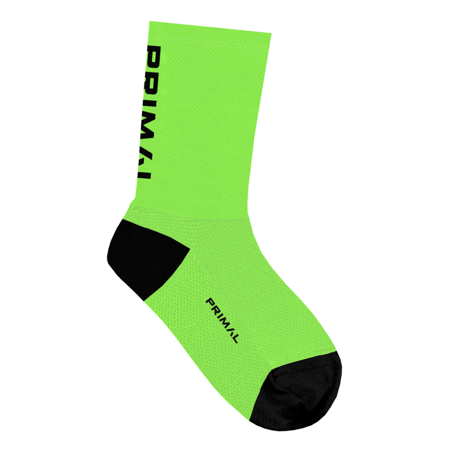 Neon Green Ribbed Logo Socks