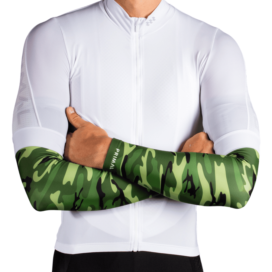 Camo Cycling Arm Warmers Green Primal Europe
