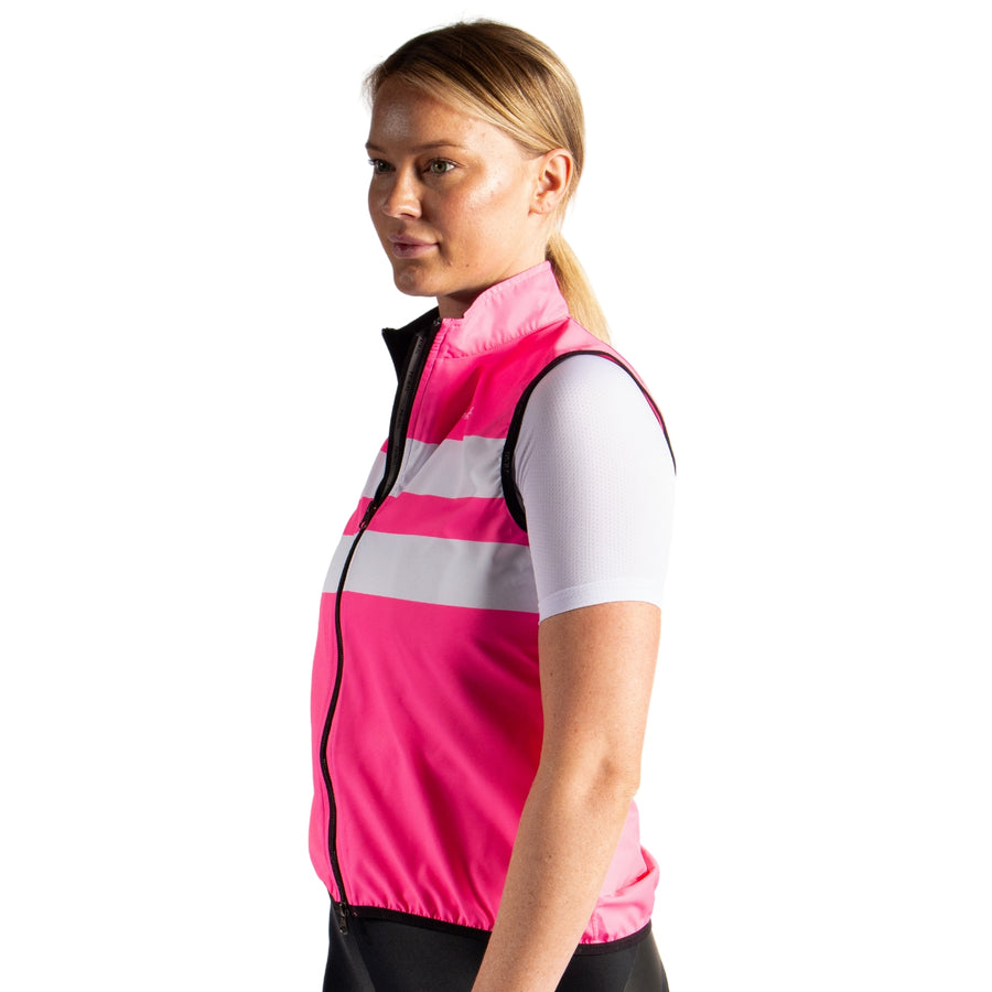 Hi-Viz Pink Stripe Women's Wind Vest