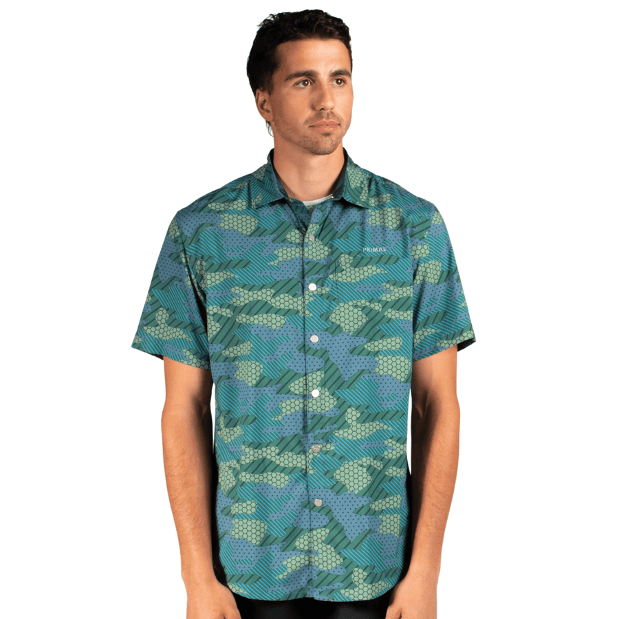 camo dress shirt mens Hvyesh Camo Shirts for Men Long Sleeve Dressy Shirt Contrasting Collar Casual Button Down Shirts Wrinkle Free Formal Shirt with Chest Pocket, Men's,