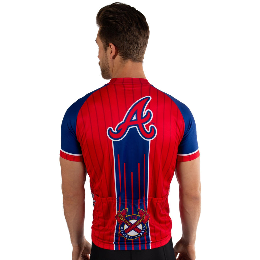 braves gear Primal Men's Atlanta Braves Jersey in Blue/Red, Size Large