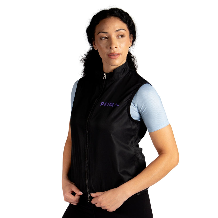 Lunix Women's Black and Purple Sport Cut Wind Vest