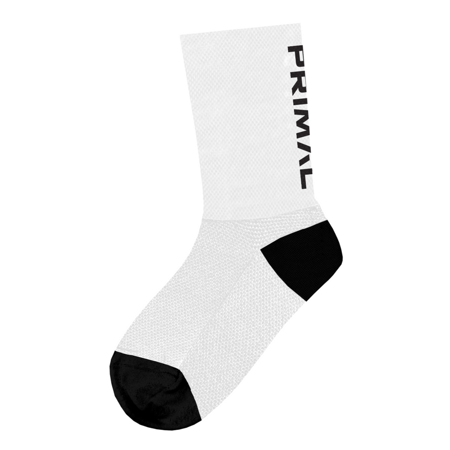 White Primal Tall Cuff Socks