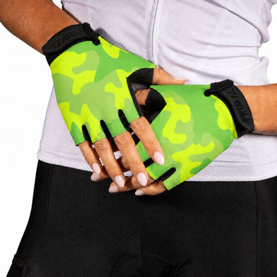 Neon Camo Short Finger Gloves
