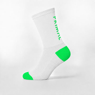 Primal Logo White & Green Tall Sock