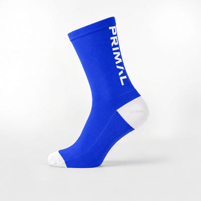Neon Blue Ribbed Tall Socks