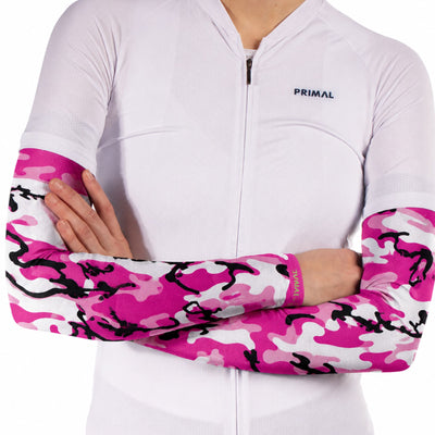 Damen Camo Fahrrad-Armlinge – Pink