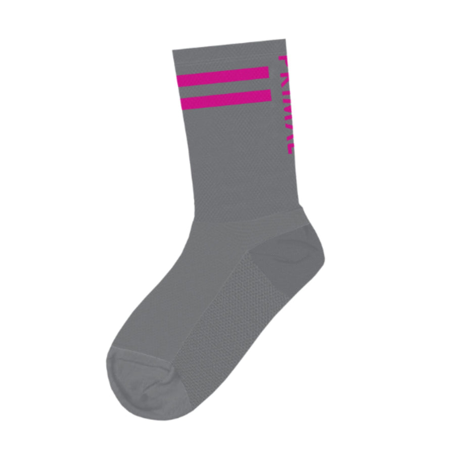Grey + Pink Stripe Tall Socks